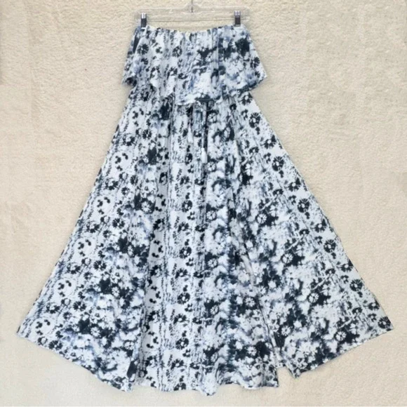 Japna Maxi Dress Women Size Medium Strapless Ruffle Tie Dye Tassel Boho Beach - Picture 7 of 12